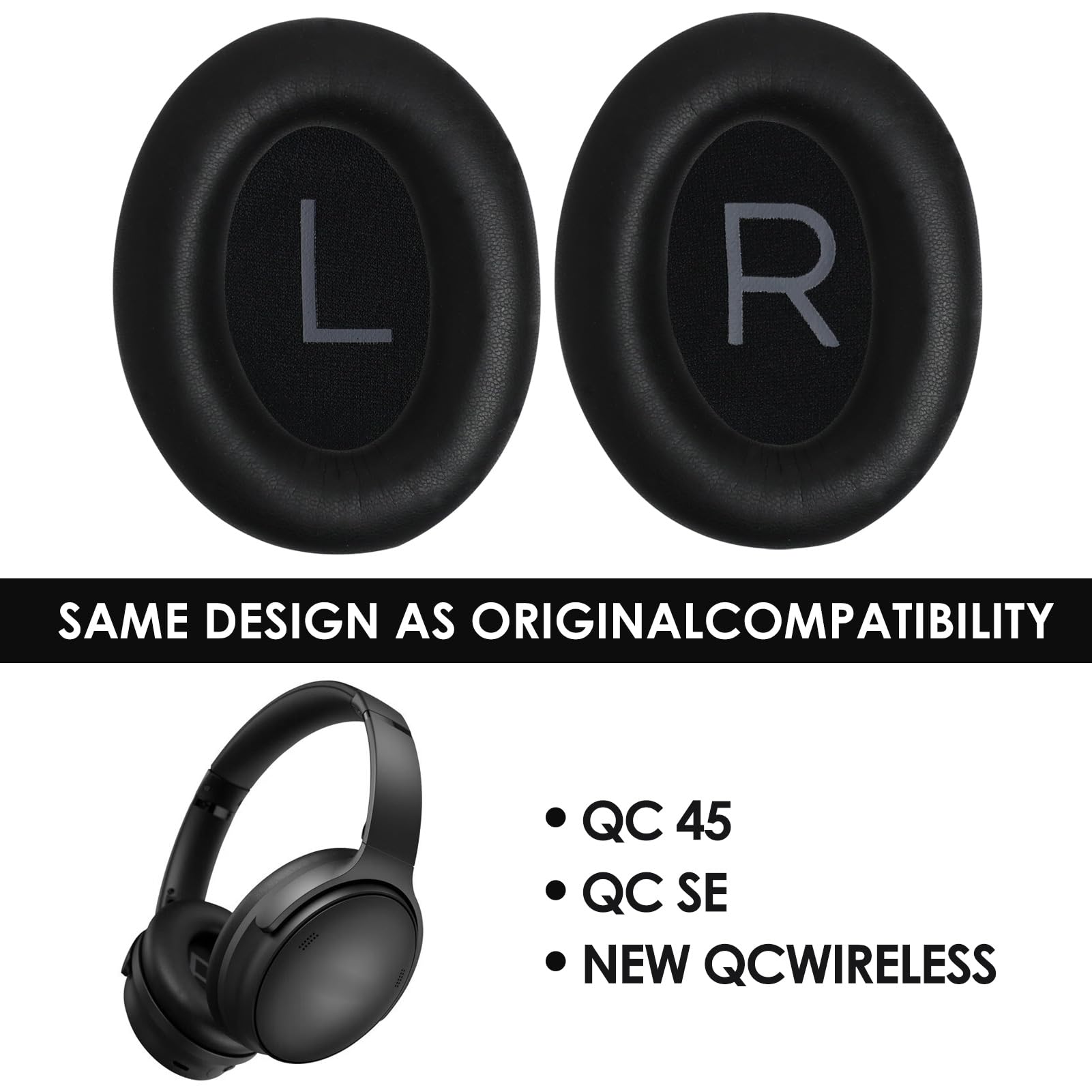 Cuscinetti Auricolari Di Ricambio Per Bose QC45 - Pelle Morbida, Isolamento Acustico Migliorato - Foto 5