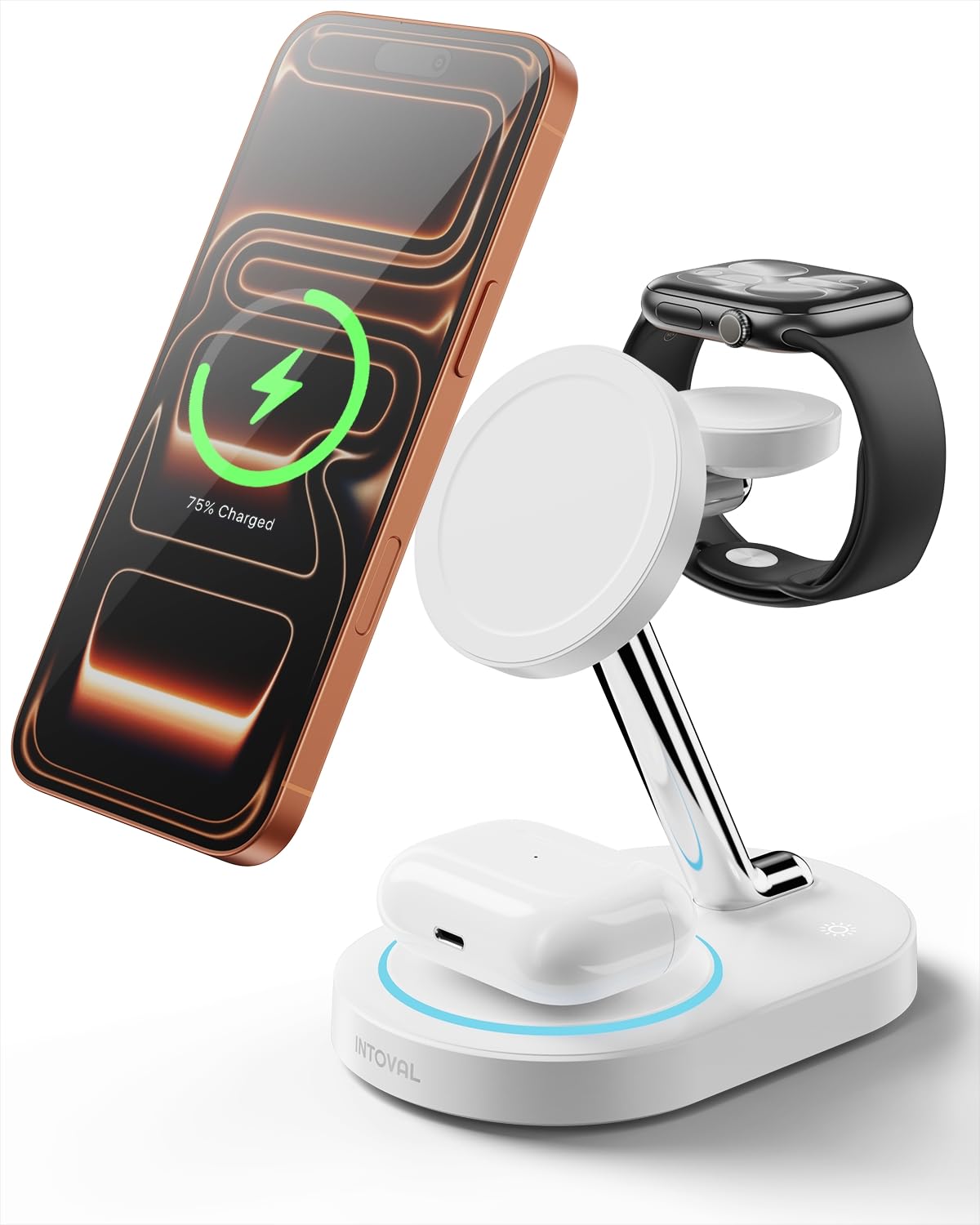 Sponsored Ad – Charging Station for MagSafe Charger,Wireless Charging Station for iPhone MagSafe Charger,Intoval 3 in 1 Fast Magnetic Stand for iPhone 16/15/14/13 Apple Watch, Airpods (White)