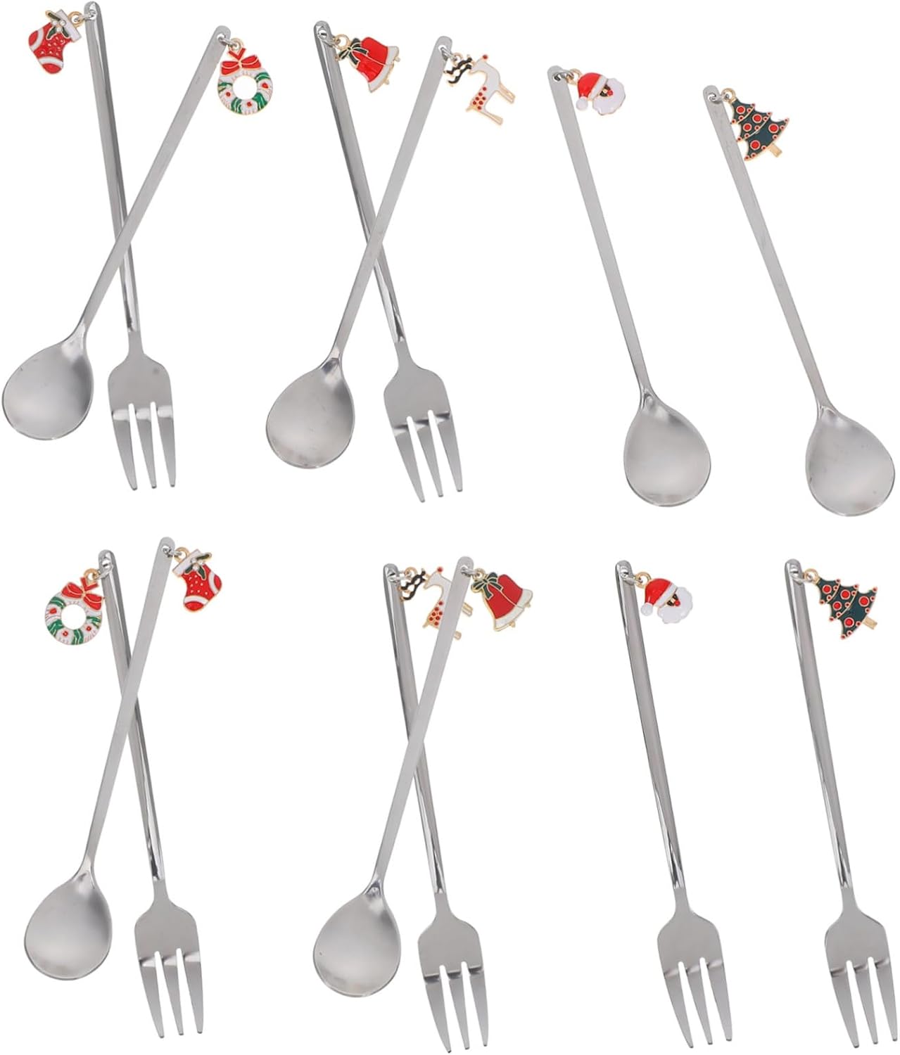12pcs Christmas Stainless Steel Spoon Set Elegant Dessert and Coffee Spoons for Holiday Parties Ready Packaging Versatile Use for Tea and Desserts