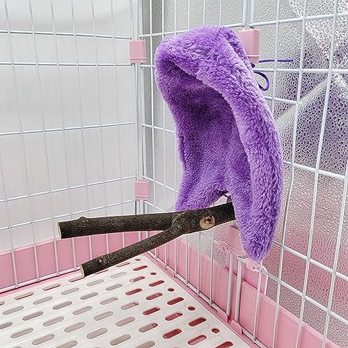 Image of Pssopp Bird Blanket for Cage, Soft and Comfortable Material Warm Cozy Snuggle Hut Cuddle Nest Hanging Toy for Gray Parrot Eclectus Cockatoo (Purple)
