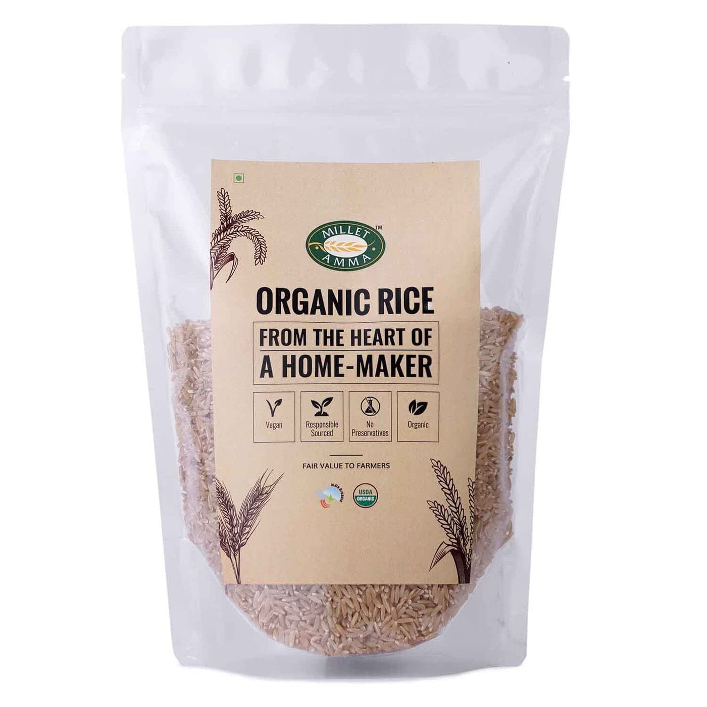 Millet Amma CERTIFIED ORGANIC Brown Rice (5 Kg) | Gluten Free And Unpolished Rice | Low GI | High Protein | Rich In Fiber & Dietary Fiber | High Antioxidants | Healthy and Organic Foods| Vegan | Nutrient Rich (B0B2BH8QRR) Amazon Price History, Amazon Price Tracker