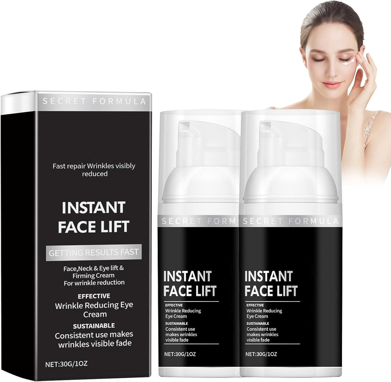 2PC Harvey Ross Instant Iift Plus Cernes,Resserrant Instantané des Yeux Firm,Instant Face Lift Cream,Eye Tightening Lifting Serum,Instantly Removes Bags,Dark Circles,Firming Delicate Skin