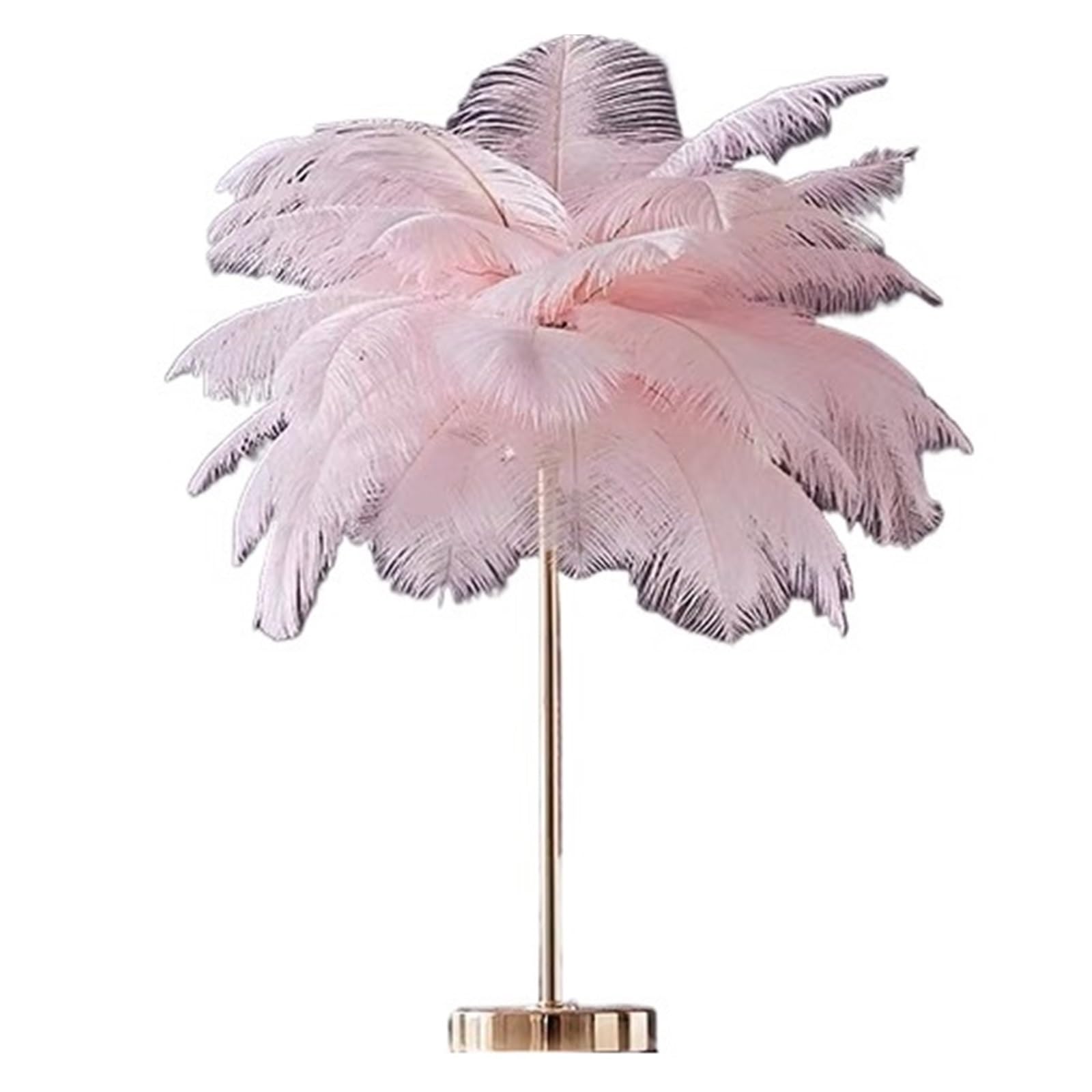 SMTYXS Nordic Ostrich Feather Floor Lamp Living Room Atmosphere Net Red Stand Light for Lighting Vintage Elegant Luxurious(Pink Table lamp)