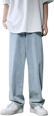 Jean Baggy Y2k Pour Homme - Coupe Droite - Jambe Large - Stretch - Denim - Vintage - Décontracté - Jambe Droite - Délavé - Skateboard - Pantalon De