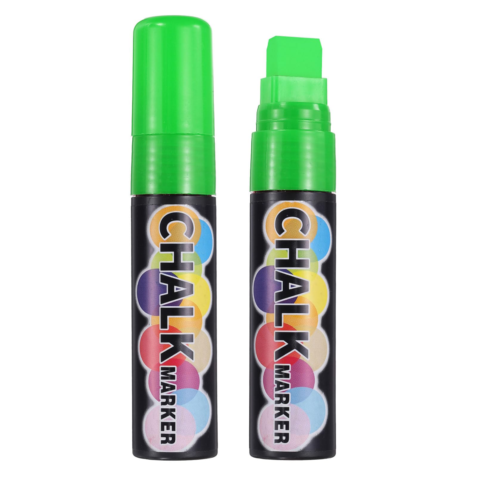 PATIKIL Liquid Chalk Markers 15mm, 2 Pcs Chalkboard Markers, Dry Erase Chalk Pens with Erasable Wide Fine Tip Wet Erase for Chalkboard Windows Blackboard Car Mirror Glass, Green