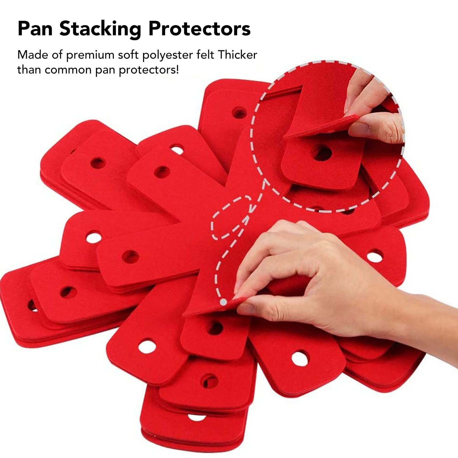 Pot Pan Protectors, Red Stacking Pot Protectors, Set Van 12 En 4 Verschillende Maten, Pan Pot Separator Pads Voor Het Stapelen En Beschermen Van Uw Kookgerei (10/12/14/16inch
