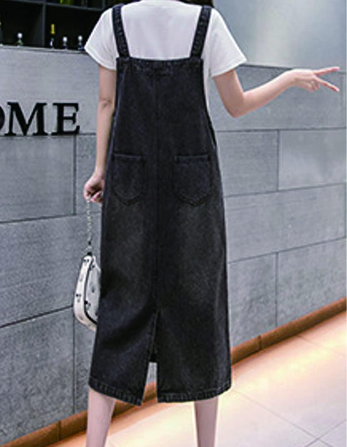 Women's Denim Strap Dress Large Size Loose Casual Solid Color Mid-Length Skirt - Image 3
