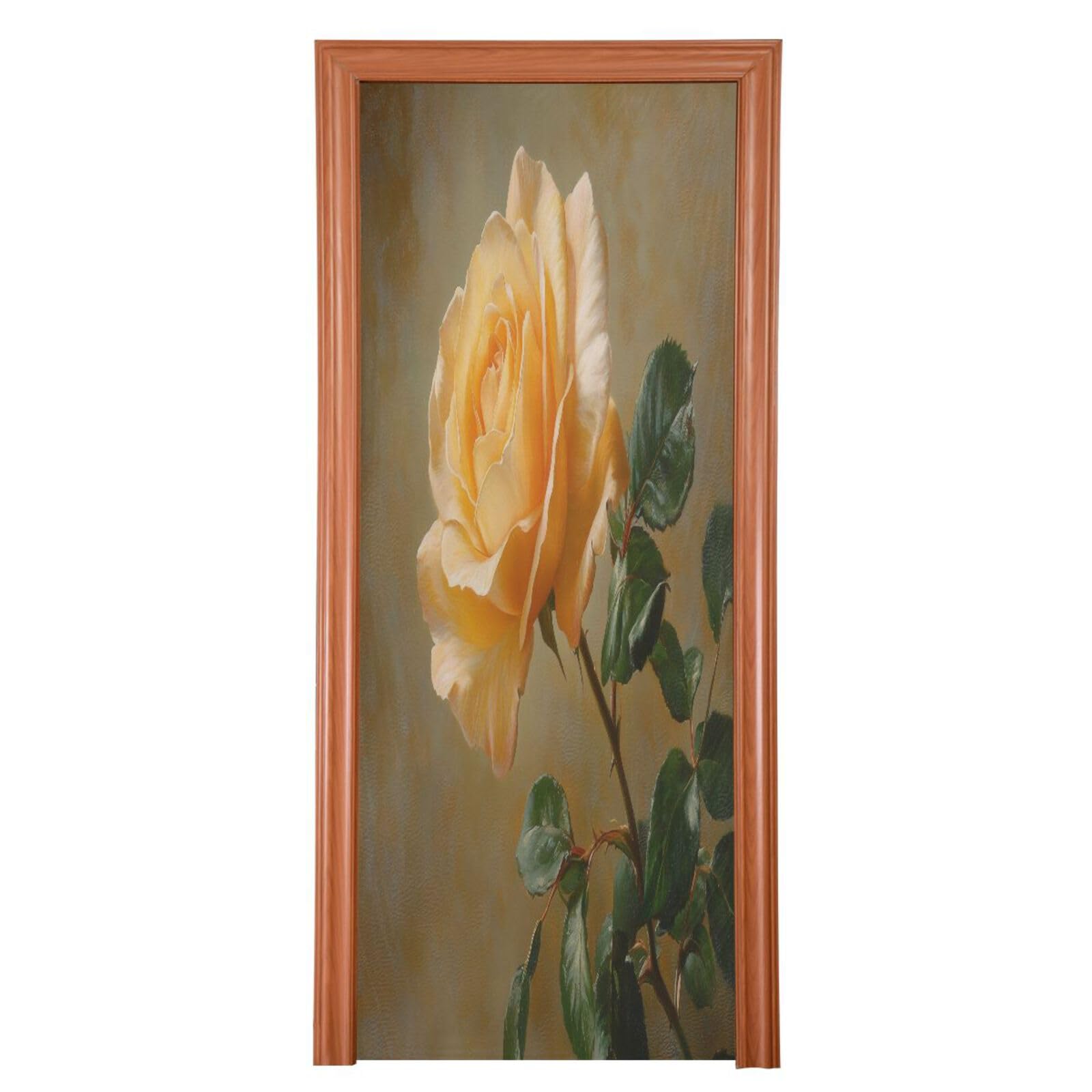 FLildon Valentines Rose Yellow Door Cover Decoration, Party Accessory Porch Decor for Festive Ornament Room Door Covers 32 x 79 Inch