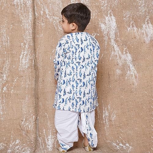 Image of AJ DEZINES Kids Ethnic Wear Pure Cotton Dhoti Kurta Set For Boys