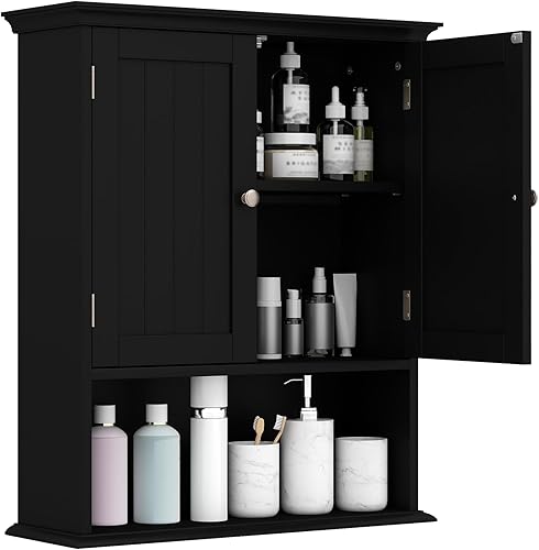 GOFLAME Armario de pared para baño, gabinete de medicina montado en la pared que ahorra espacio con estante ajustable, perno de expansión de estante