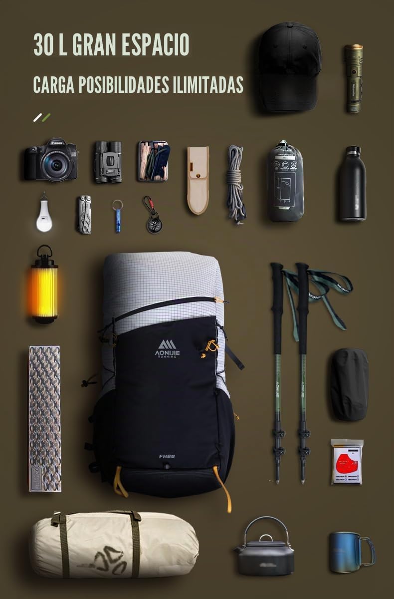 AONIJIE Mochila de escalada de gran capacidad de 30 l para acampar al aire libre, bolsa de viaje para senderismo, trekking, montañismo