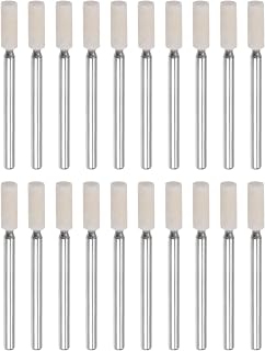 20pcs Wool Felt Mounted Mandrel Points 4mm Head 1/8 Inch Shank Cylinder Polishing Bits Burrs Felt Polishing Buffing Wheel for Rotary Tool