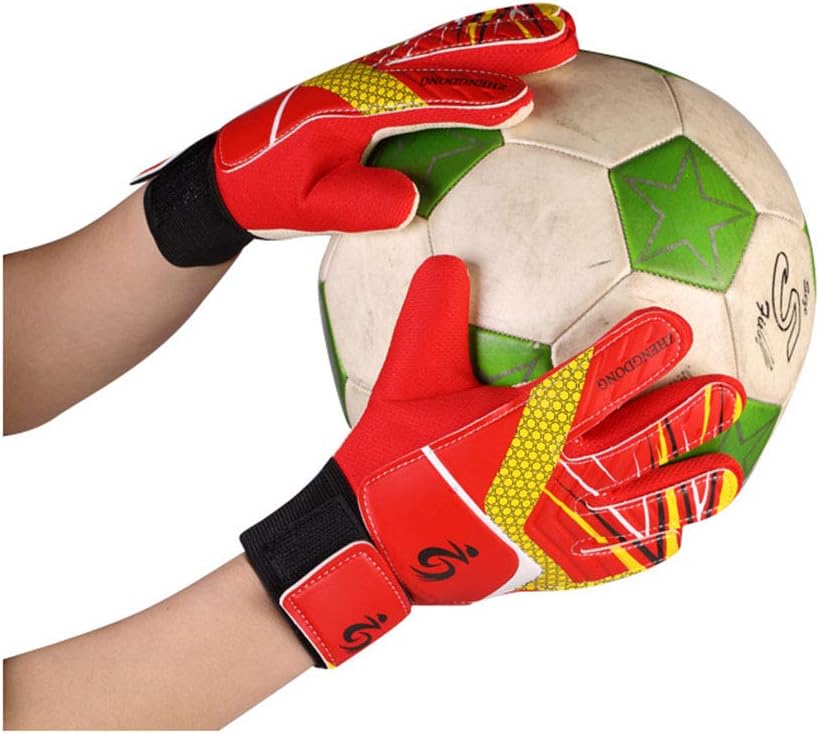 Hzikk Kids Football Goalkeeper Gloves Double-Sided Latex Finger Goalkeeper Gloves,Red,7 : Sports & Outdoors