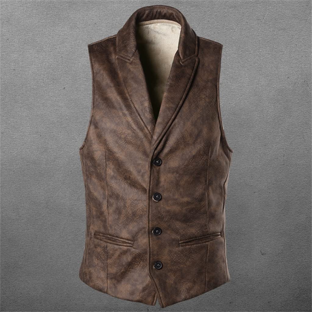 Gilet col V homme vintage en daim slim fit sans manches pour costume XL
