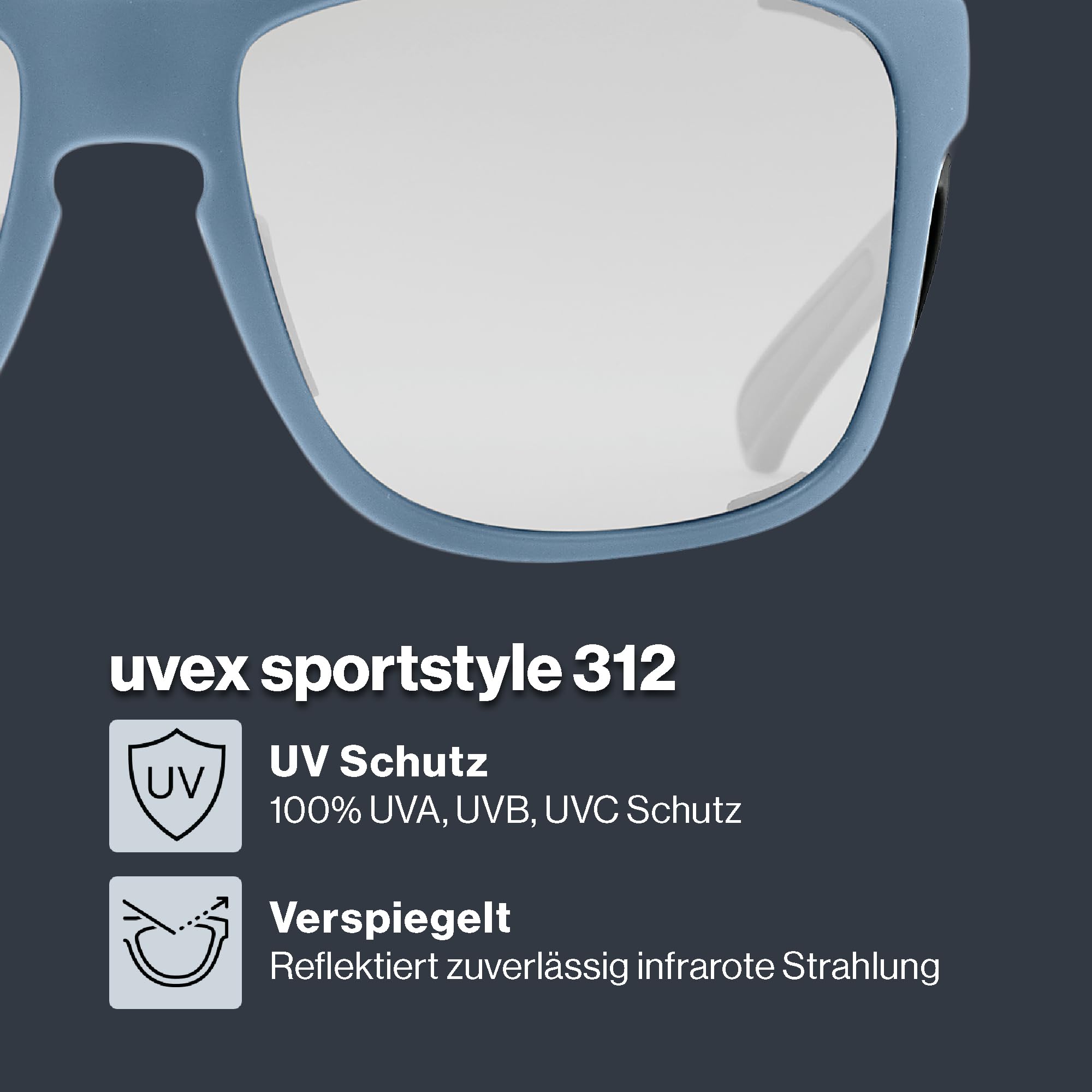uvex sportstyle 312 - Outdoorbrille für Damen und Herren - 100% UVA-, B, C Schutz - beschlagfreies Sichtfeld