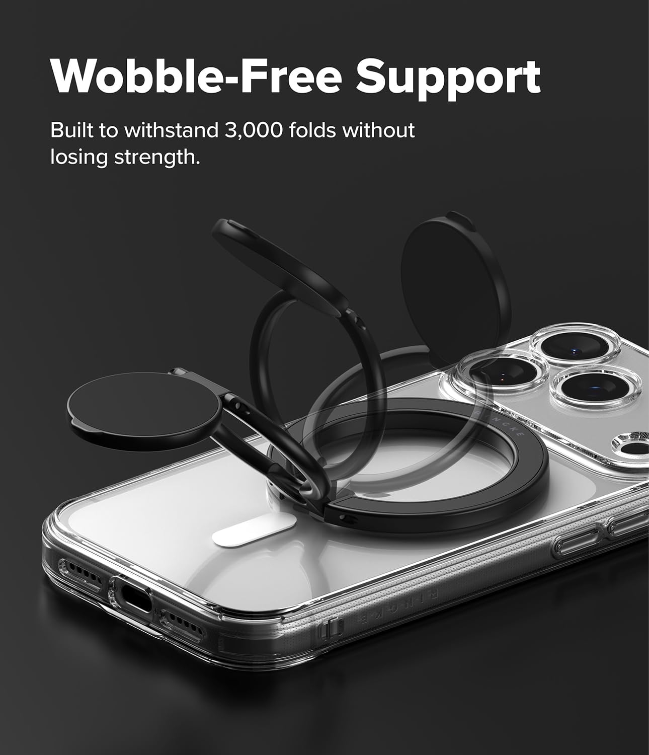 Ringke Dual Magnetic Smart Holder [Compatible with MagSafe] Phone Grip, Dual-Sided Powerful Magnet, Multi-Angle Hinge 3-Tier Foldable Kickstand for Gym, iPhone, Galaxy, Pixel - Black
