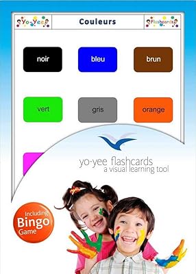 Colours Flashcards in French Language - Flash Cards with Matching Bingo Game for Toddlers, Kids, Children and Adults - Size 5.83 Ã— 8.27 in - DIN A5