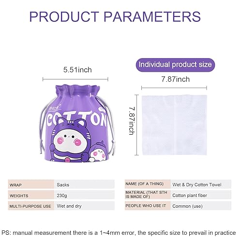 Miniatura 2 de Toalla facial desechable gruesa de limpieza facial, toallitas secas para el cuidado de la piel, viajes en casa, 7.87 x 7.87 pulgadas (100 unidades)