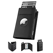 YESIIW AirTag Portafoglio da Uomo per Apple Air Tag, con Blocco RFID, Portafoglio Uomo in Pelle, con Porta Carte di Credito Pop-up con Tasca per Monete e Clip per Soldi, Regalo Uomoo (Nero)