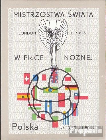 Poland 1966 Football World Cup Stamp Block 38 - Complete Issue, Unmounted Mint/Never Hinged (MNH)