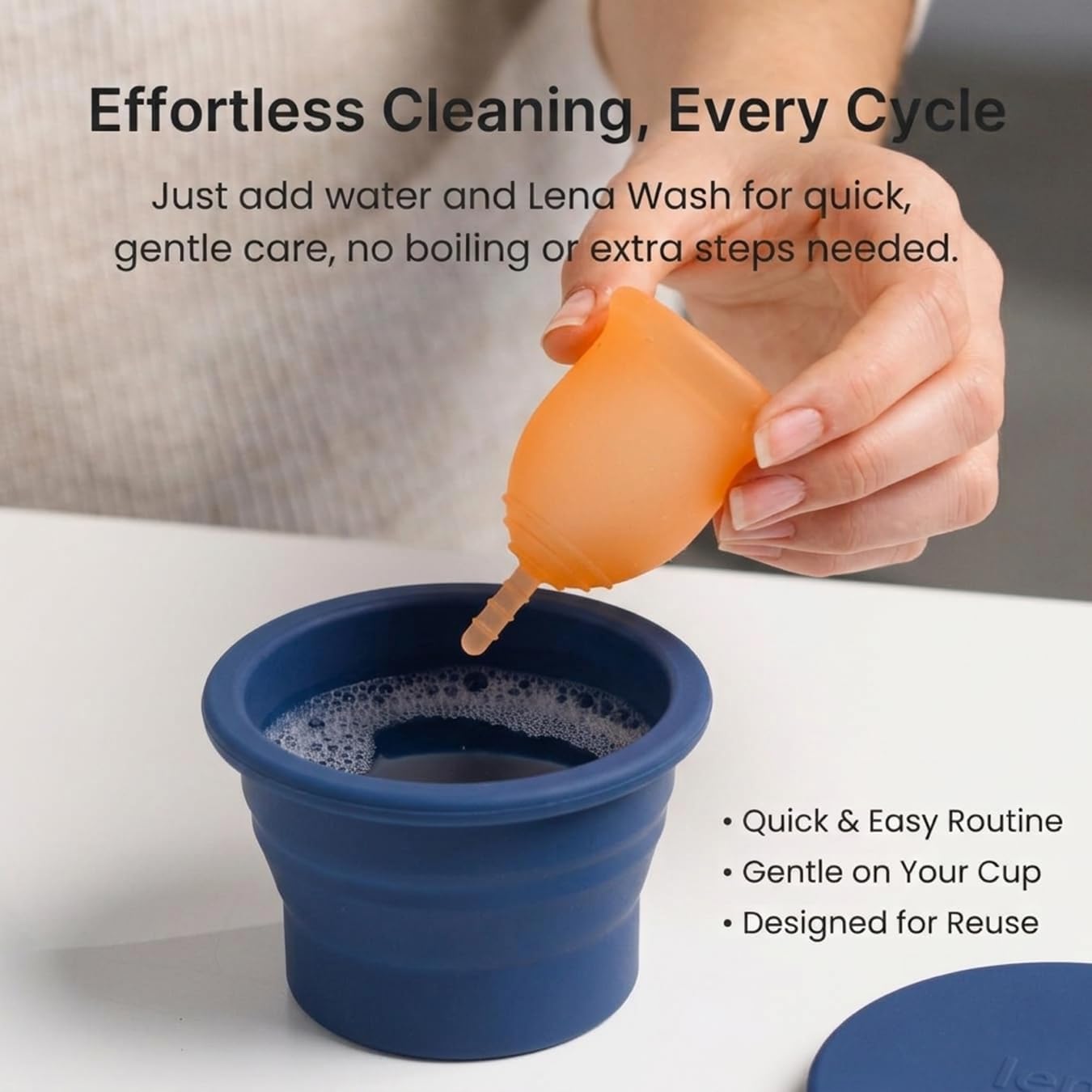 Lena Menstrual Cup Cleaner Case & Period Disc Sanitizer, Dark Blue image 4