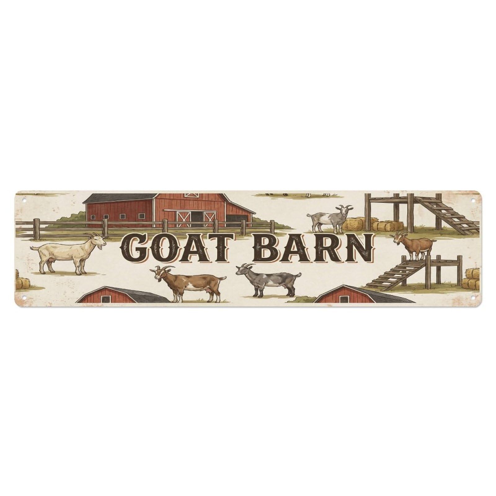 Vintage Barn Maa Goat Farmhouse Funny Goat Backyard Farm Metal Tin Sign Plaque Wall Decor for Cafe, Club, Garden Metal Poster 4x16Inch