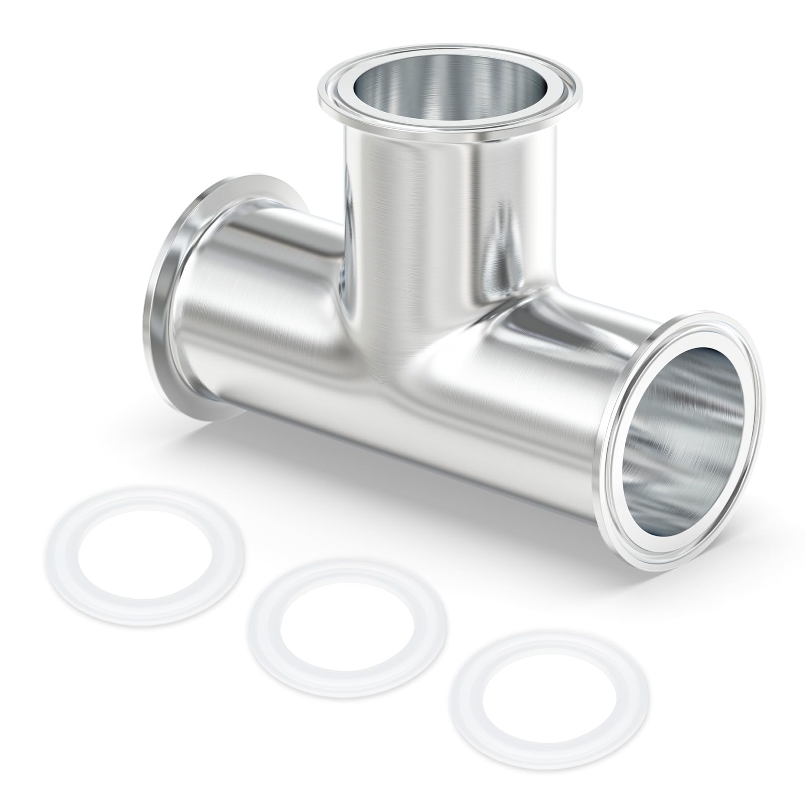 1 pièce Clamp Tee 3 voies 2" (51 MM) OD Raccords sanitaires en acier inoxydable 304 Compatible avec Tri Clamp 2" Bride à ferrule 64 MM avec joints en silicone