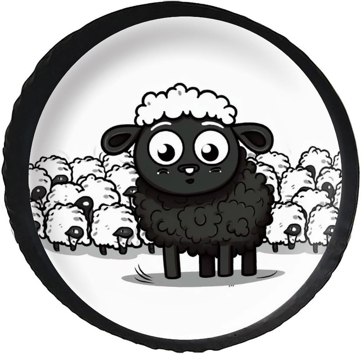 28-34 Inch Thickening Waterproof Tire Cover Cartoon Black White Sheep Leather Spare Tire Wheel Cover for Jeep Trailer RV SUV Truck
