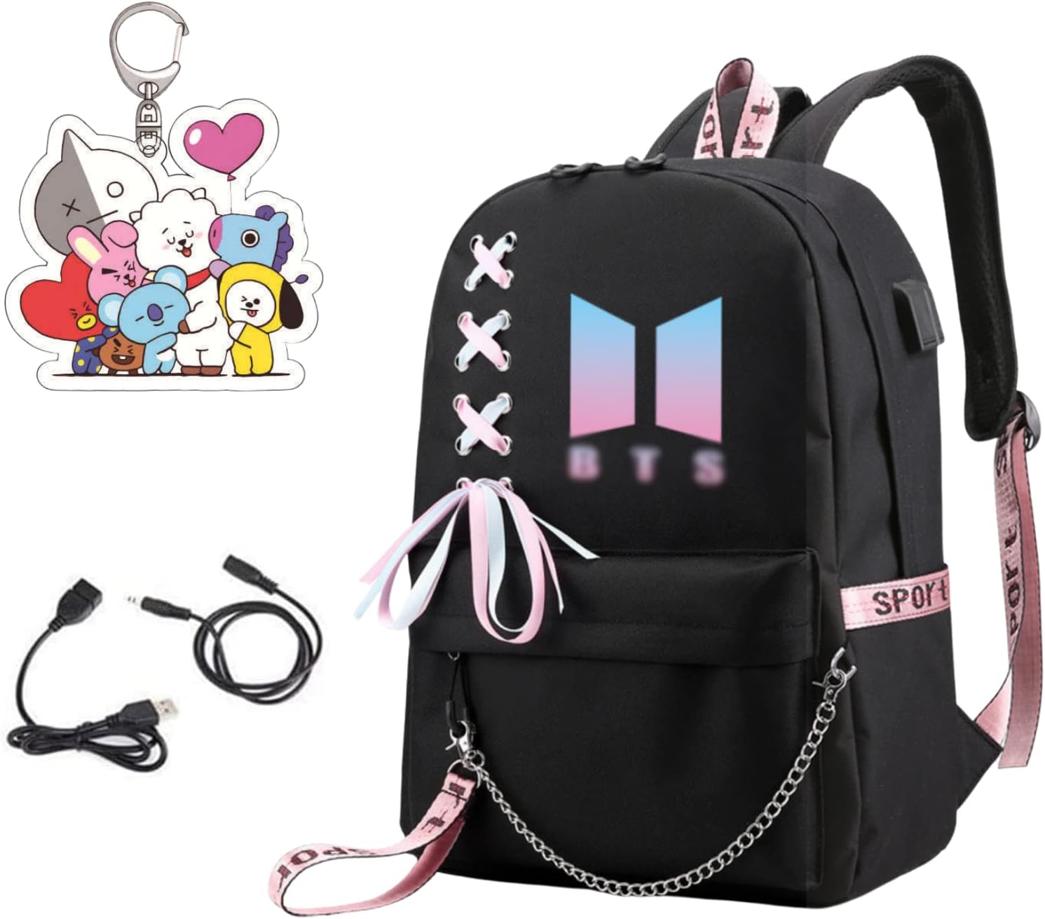 Buy OMECAR Kpop Backpack with Audio Cable USB Charging Port V JUNGKOOK