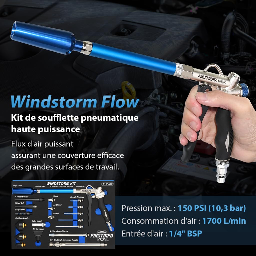 FIRSTINFO Soufflette Air Comprimé Windstorm Kit 22 Pièces A18569KEU