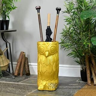Blackperlcrafts by Wooden Yellow Owl Stick Stand Home Decor Wooden Rack for Walking CaneStand Umbrella Stand Home Decor Golf Clubs Storage Gift
