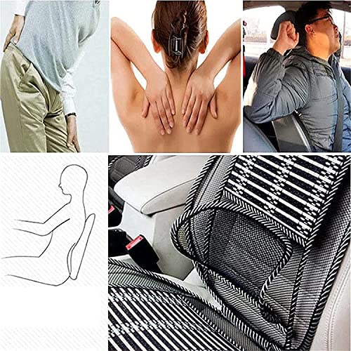 Ergonomic Bamboo Car Seat Pad,Car Seat Office Chair Bamboo Chip Cover Cushion With Wire Mesh Lumbar Back Support,Breathable Cool Black Mesh With Strap Comfortable Ventilate Support Cushion Pad (1Pcs) #TOP5