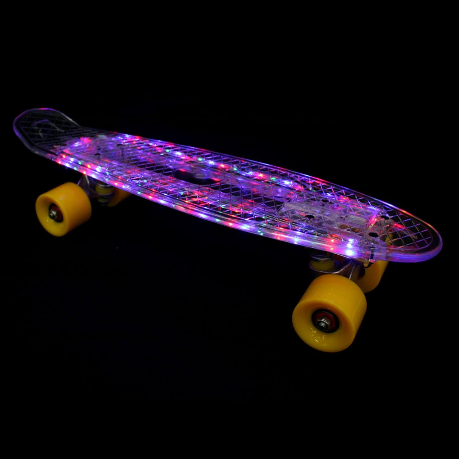 22 inch Mini Cruiser Skateboard- Full Light up Deck LED's Flash Generating Blasts of Bright Colors