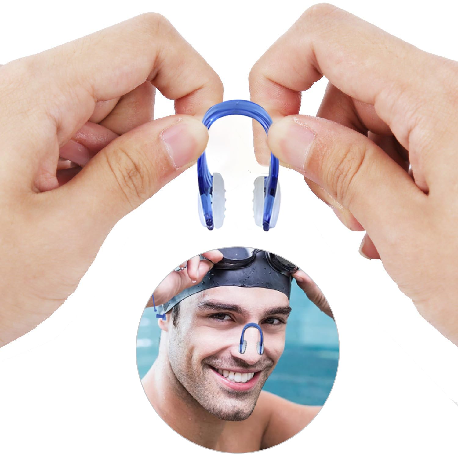 6 Silikon-Nasenklammern, mit 6 Paar Ohrstöpseln, wasserdichte Schwimm-Nasenklammer, Swim Training Nasenschutz, Nasen Klipp Ohrstöpsel mit Aufbewahrungs Box, Unisex (6 Farben)