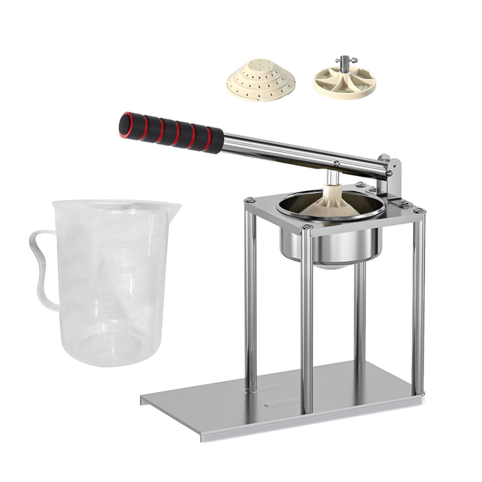 Jazuaiao Professional Table Top Citruses Press Stainless Steel Manual Juicers Flat Strainer Wide Mouths Efficient Fruit Press Manual Fruit Juices Extractors with Measuring Cup
