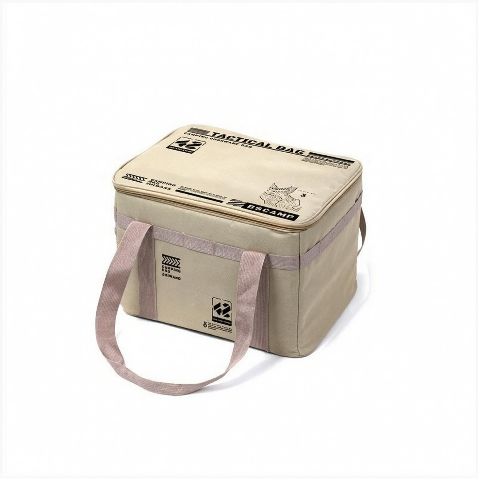 Harilla Outdooraufbewahrungsbox Campingausrüstung Aufbewahrungskiste Wasserdicht 600D Oxfordstoff PVC Stabil Reißverschluss Deckel Griffe Gepäck Organizer für, Cremeweiß, 42L