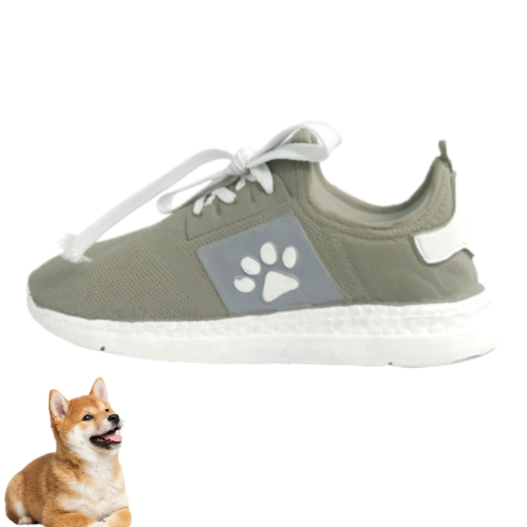 InekoAgua Squeaky Latex Dog Trainer Shoe Toy for Small & Medium Dogs - Durable Rubber Sneaker Alternative with Real Polyester Laces - Cute Paw-Print Anti-Shoe Destruction Buster