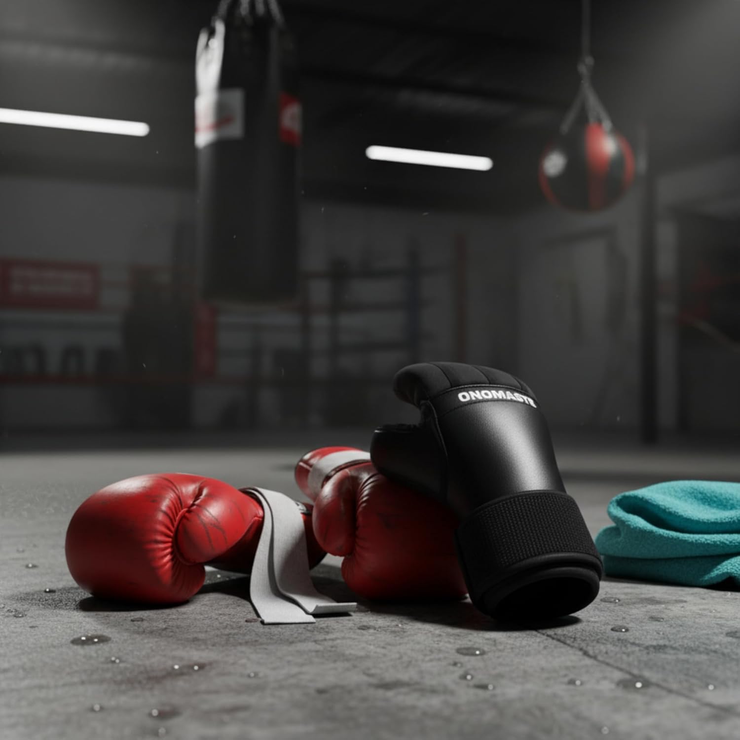 Sottoguanti da boxe con protezione gel, guanti per MMA e kickboxing, pelle sintetica, nero