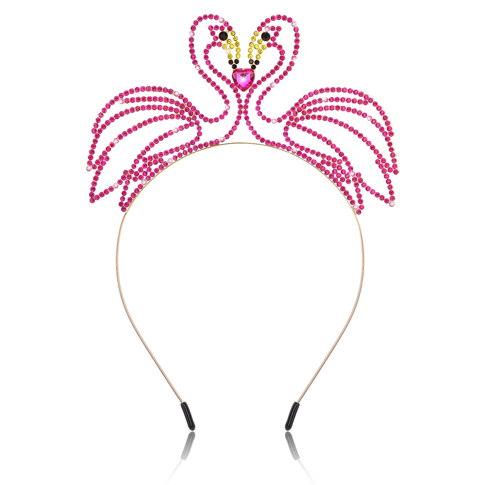 KIUEZIR Golden Flamingo Headband for women girls, Non-Slip Head Bands, Rhinestones Flamingo Hairbands Smooth Finish Hair Accessory for Party and Daily