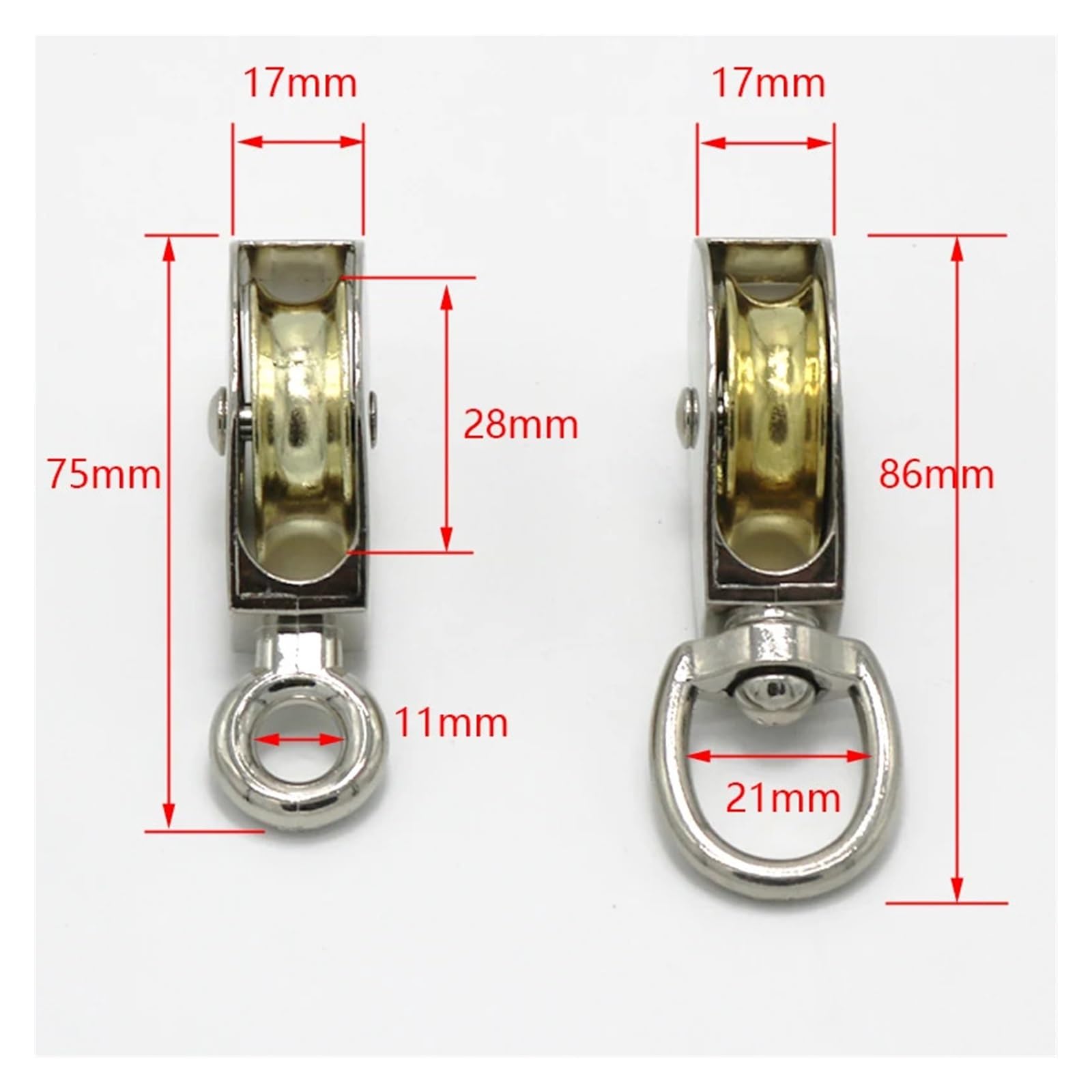 1 PCS DIY Mini Metal Sheave Zinc Alloy Fixed Pulley Crown Block and Tackle Lifting Wheel Single/Double Pulley(Fixed-Single-75mm)