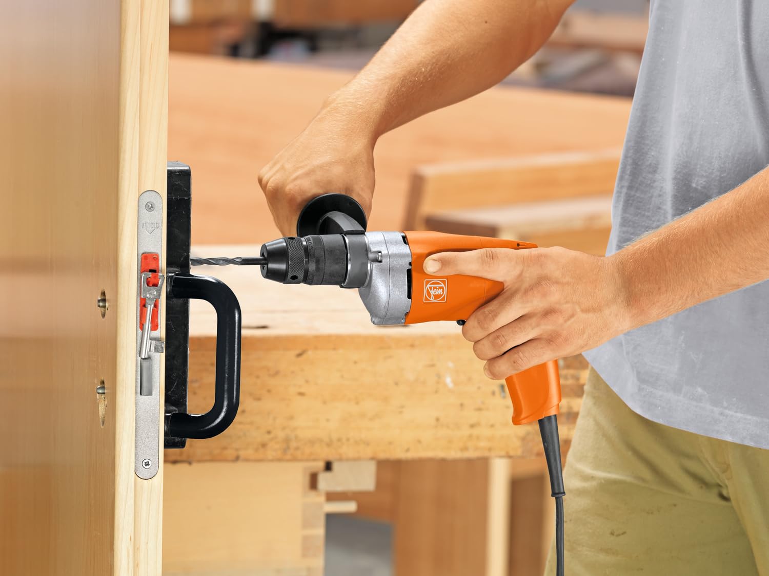FEIN Perceuse à une vitesse rapide jusqu’à 6 mm, BOP 6, 500 W, Rotation droite/gauche, Mandrin de serrage de précision en métal, Vitesse de rotation pour les petits diamètres de perçage, Câble de 5 m
