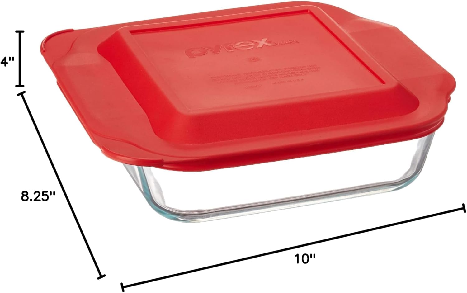 Pyrex 222 2qt Glass Baking Dish & 222-PC Red Food Storage Lid - Made in USA