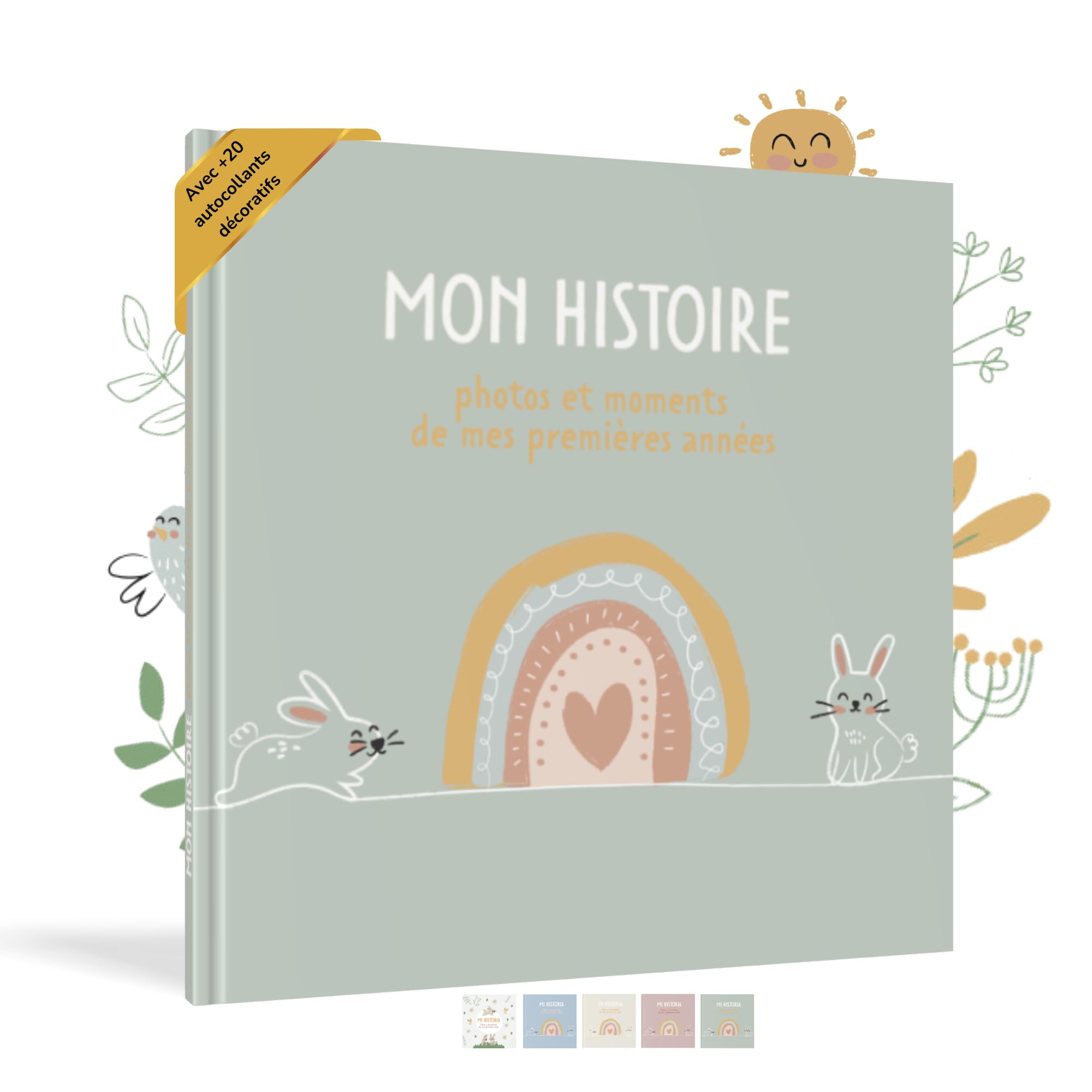 HUBORNS – Libro de recuerdos del bebé desde el nacimiento hasta los 5 años, álbum de fotos y diario para anotar momentos especiales, regalo ideal para padres primerizos y baby shower — view 26
