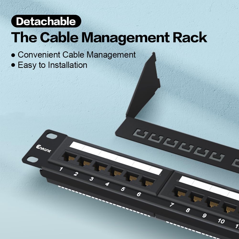 Pannello patch a 24 porte CAT6A Patch Panel Montaggio su rack 19" Ethernet Patch Panel Punch Down per Cat6A, Cat6, Cat5e, Cat5 Cablaggio
