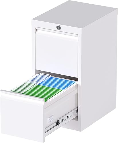 Archivadores de letras de metal con cerradura, archivador vertical profundo de acero de 2 cajones para tamaño legal, 14.96 pulgadas de ancho x 17.72