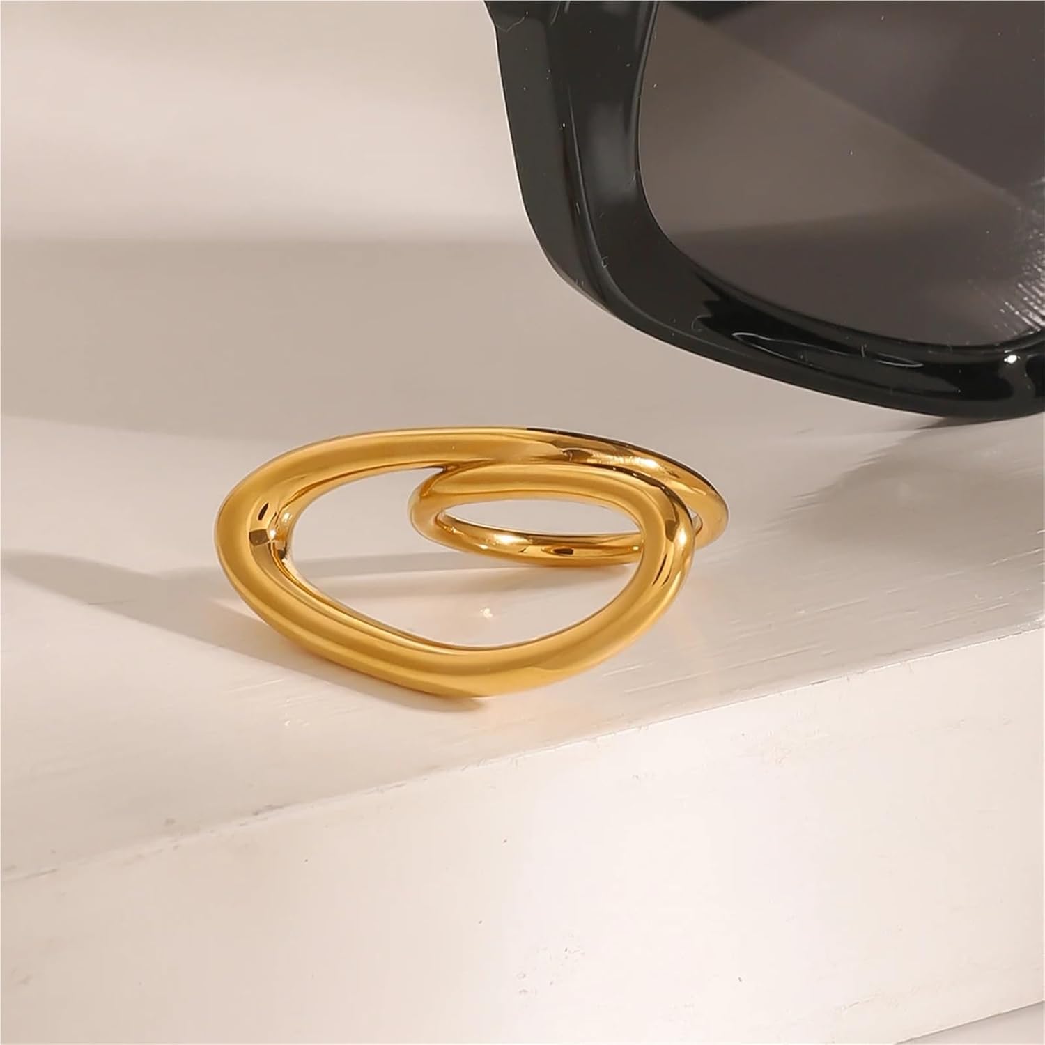 Exaggerated Personality Stainless Steel Irregular Line Ring For Women Jewelry Gift 1Pcs