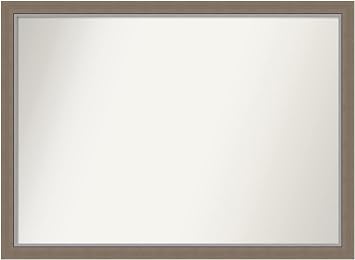 Amanti Art Brown Wall Mirror 30x41 Eva Brown Narrow Rectangle Bathroom Mirror for Wall Decor Living Room, X-Large Country Rustic Frame, Hangs Horizonally and Vertically, Bathroom Decor, Non-Beveled