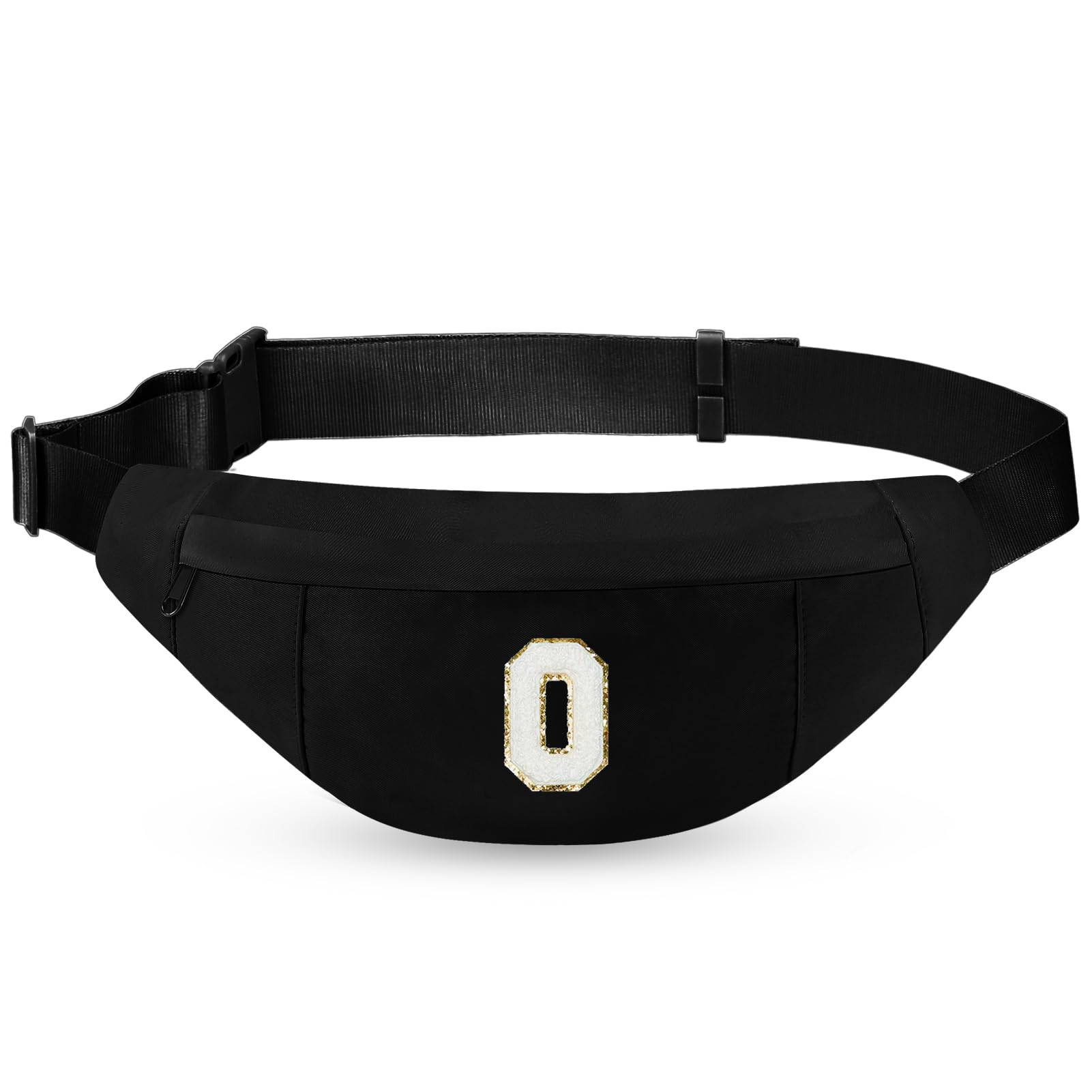 Fanny Packs Waist Pack for Women Girls,Personalized Crossbody Bag Waist Pack with Initial Letter Patch,Christmas Gifts Cute Trendy Stuff for Daughter Sister Her,Black O