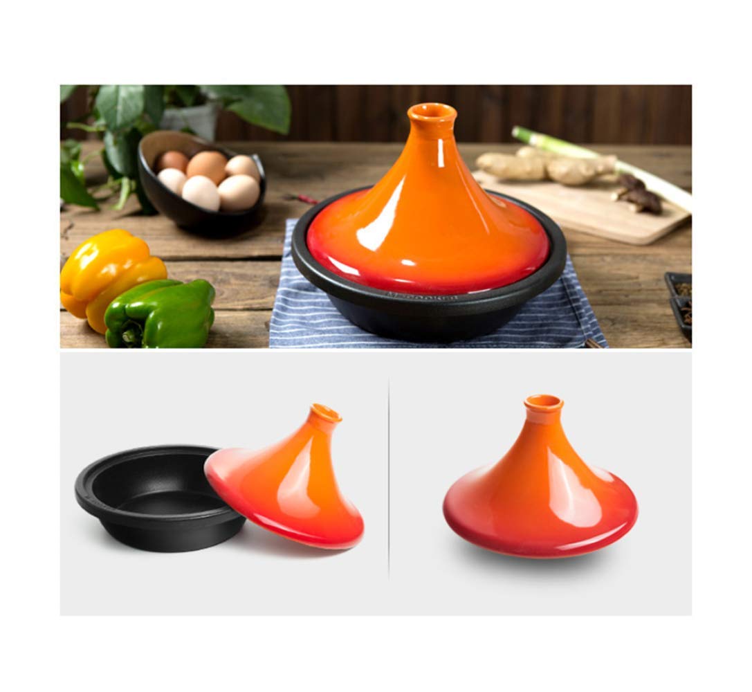 Pentola per tagine in ghisa addensata, con presina per Guanti, per Diversi Stili di Cottura e impostazioni di Temperatura, Tajine smaltato, Piatto Adatto al Forno / 27 cm/Verde