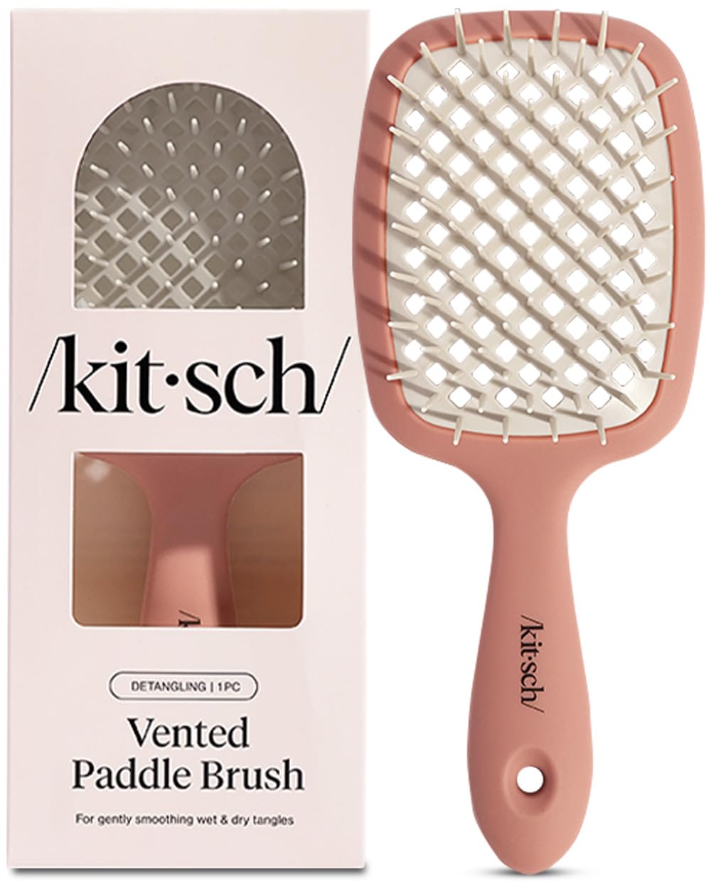 Kitsch Lightweight Vented Hair Brush Detangler for Women, Men & Toddlers - All Hair Types | Soft Bristle Hairbrush for Hair Care | Detangling & Blow Drying | Ideal Gifts for Women - Terracotta